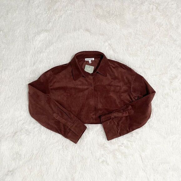 Women Pretty Garbage Cropped Corduroy Jacket in Chocolate Brown Size Small - Picture 9 of 10
